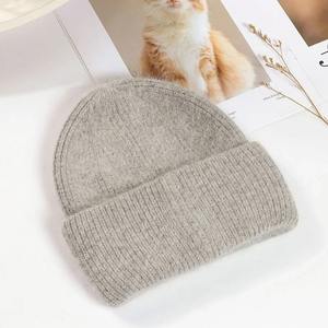 Women's Winter Solid Color <b>Beanie</b> Soft Knit <b>Slouchy</b> Rabbit Fur Cap Casual Outdoor Fashion Aviator Hat - Product Image 3