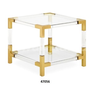 Lot de 2 tables d'appoint gigognes en fer avec dessus en marbre à 2 niveaux pour salon chambre cuisine famille et bureau stable - Product Image 4