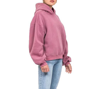 DM Logotipo personalizado Impreso Mujer 100% Algodón Oversize Pullover Hoodie Heavyweight Winter Sudadera Front Acid Wash Otoño - Product Image 2