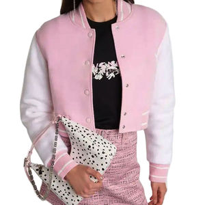 Wholesale Women's Varsity <b>Jacket</b> Knitted <b>Waterproof</b> Breathable Regular Length Full Sleeves High Quality Winter Casual - Product Image 1