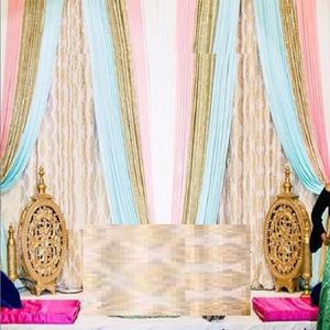 Dos accesorios decorativos dorados adornados para bodas, accesorios de fibra para bodas para decoraciones - Product Image 1