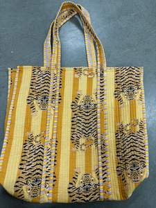 Sacs fourre-tout en coton matelassé multicolore avec bretelles Sac fourre-tout de voyage à la mode avec poche - Product Image 5