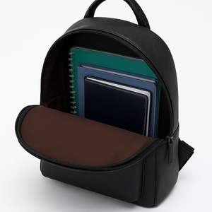 Sac à dos classique en cuir véritable pour hommes et femmes avec fermeture éclair et poche Simple et durable - Product Image 4