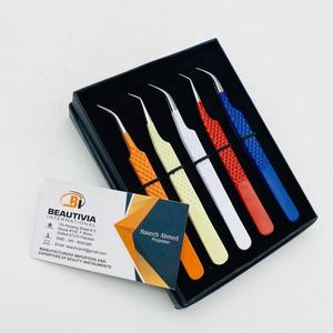 Pinzas de extensión de pestañas de acero inoxidable con revestimiento de Color personalizado de alta calidad profesional probado a mano al por mayor - Product Image 1