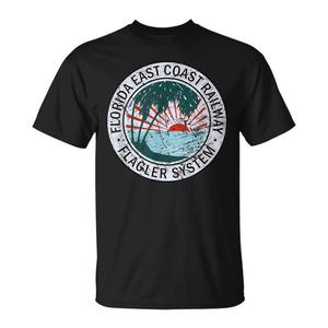 Camiseta Vintage con Diseño de Atardecer del Ferrocarril de la Costa Este de Florida, Ropa Promocional Retro - Product Image 1