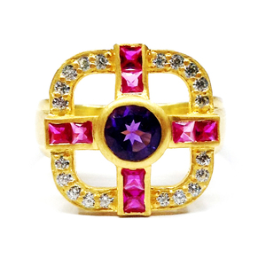 Brillante plata esterlina 925 Multi Color piedra preciosa estilo Vintage moda dedo ajustable clásico anillo de diamante - Product Image 5