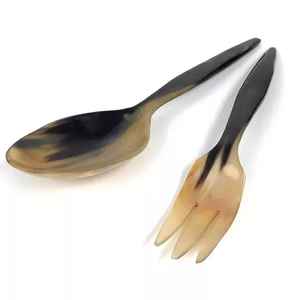 Most Popular Salad Set <b>Hand</b> Vegetable <b>Dryer</b> Salad Spinner Multi Kitchen Tools Item Natural Horn Salad Tools Serving Spoon Fork - Product Image 1