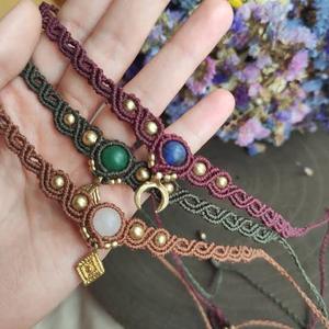 Collier chaîne à maillons en macramé vintage fait main, plaqué rhodium/argent, avec pendentif en perles de zoïsite rubis de 20-25 mm, certifié IGI, cadeau de mariage - Product Image 2