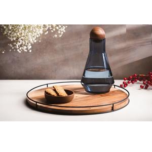 Grand plateau ottoman circulaire en bois |   Planche à fromage et plateau de service en bois naturel durable |   Plateau de cuisine multifonctionnel - Product Image 6