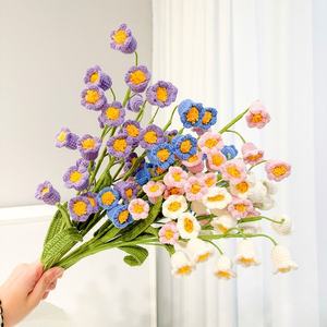 Crochet Finished Handmade Lily Valley <b>Bouquet</b> DIY Crochet <b>Artificial</b> Flower <b>Bouquet</b> Knitted Flower Ornament Decorative Dried - Product Image 2