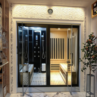En Stock Livraison Immédiate Nouveau Design Sauna Infrarouge à Vapeur 2 Personnes Cabine de Sauna Infrarouge Hammam Bois Extérieur