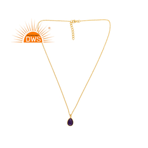 Meilleure vente de collier pendentif en argent sterling plaqué or 18 carats avec améthyste quartz et pierres précieuses Demi Fine Jewelry Manufacturer - Product Image 1