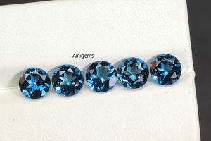 Véritable Topaze Bleue de Londres Pierre précieuse de 6mm à 12mm Topaze Ronde Topaze Bleue Profonde Pierre taillée à Facettes du Brésil - Product Image 5