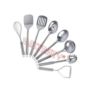 Ensemble d'ustensiles de cuisine professionnels Satinsky en acier inoxydable, 7 pièces, avec poignée ergonomique, comprenant une cuillère à soupe et une cuillère ajourée - Product Image 4