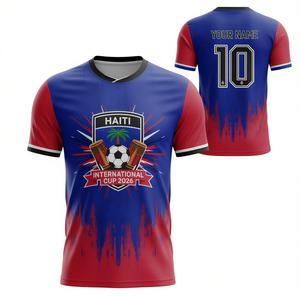 Maglia da tifoso di calcio Haiti 2026 WC, colori bandiera Caraibi, T-shirt unisex, regalo per i tifosi dei tornei internazionali - Product Image 2