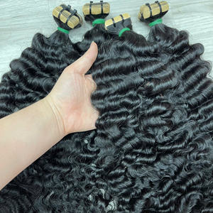 ¡No hay cobertizo! Cinta de pelo vietnamita sin procesar, Pelo Rizado birmano, suave y sin cobertizo, extensiones de cabello con cinta de Venta caliente - Product Image 3