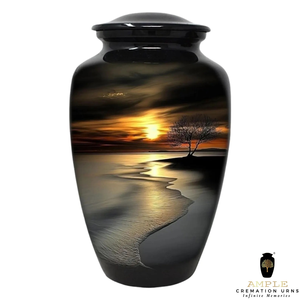 โกศเคลือบอลูมิเนียมเคลือบเมเรน่าดีไซน์รูปเถ้ากระดูกดีไซน์รูปทิวทัศน์แม่น้ำ - Product Image 5