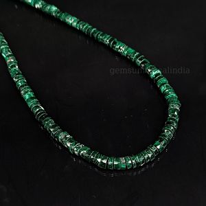 Collar de cuentas de piedras preciosas facetadas de piedra de malaquita natural para mujer, gargantilla de cuentas de neumático Heishi de 6mm, joyería de moda a granel - Product Image 6