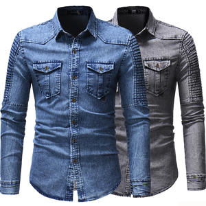 Plus Size Men Casual <b>Long</b> <b>Sleeves</b> <b>Shirts</b> 2025 New Fashion Man Washed Jeans 100% Cotton Denim <b>Shirt</b> for Men - Product Image 3
