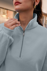 OEM sudaderas con media cremallera para mujer al por mayor de algodón polar transpirable material ligero con logotipo personalizado tamaño sudaderas - Product Image 6