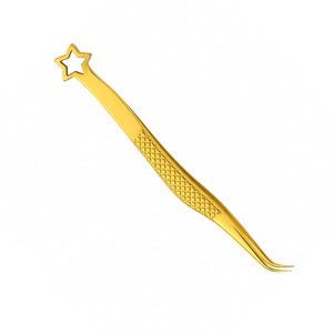SHEARS BEAUTY แหนบดัดขนตาสแตนเลสเคลือบทองพร้อมปลายรูปดาวและปลายเรียบ ทนทาน ป้องกันไฟฟ้าสถิต สำหรับทำเล็บ - Product Image 3