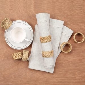 Anneaux de serviette en rotin tressé à la main, décoration de table naturelle pour mariages, fêtes, dîners, mise en scène de table de ferme, lot de 4 - Product Image 5