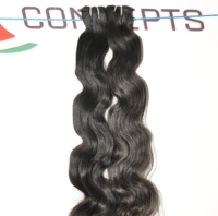 Extensions de cheveux humains 100% vierges indiens Remy, ondulés, non traités, noir naturel, en paquet, 100g, double trame machine, lâches