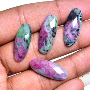 โรเซคท์ทับทิมธรรมชาติทรงวงรีขนาด20x10มม. ทรงเหลี่ยมหินควอตซ์สีเขียวหนา8มม. ปรับเทียบด้านหลัง - Product Image 1