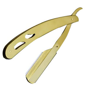 Afeitadora Manual profesional para salón y Barbería para hombre, maquinilla de afeitar de peluquero de borde recto dorado, cuchillo de afeitar de Metal para peluquero - Product Image 2