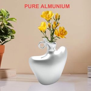 Jarrón de flores de aluminio dorado de diseño Retro moderno para el hogar, sala de estar, artesanía creativa para arreglos florales - Product Image 3