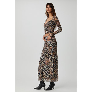 GRIMELANGE BEULAH Women's Slim Fit <b>Maxi</b> <b>Skirt</b>-Elastic Waist Tulle <b>Tie</b>-<b>Dye</b> Leopard Print - Product Image 2
