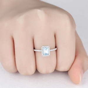 Aigue-marine naturelle Gemstone Luxury New Design Solid Gold Fine Jewelry Rings with Real Diamond Ring - Product Image 5