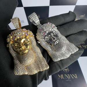 Collares con Colgante de Diamante Moissanite VVS, Chapados en Oro, Diseño Único Personalizado, Estilo Hip Hop de Moda, Certificados por IGI, Creados en Laboratorio - Product Image 1