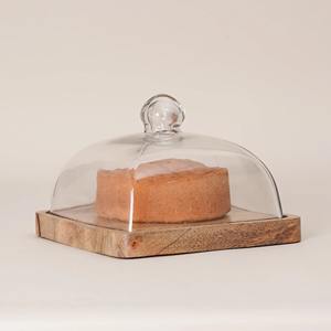 Handmade Non-Toxic Non-Stick <b>Glass</b> <b>Cloche</b> Wooden Base Square Cake Dome Reusable Food Display Cover Hand Wash Only Cheese Platter - Product Image 5