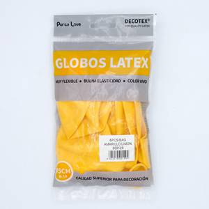 Globos de Látex Decotex de 45 cm, Amarillo Limón, Paquete de 6 Unidades, Decoración para Fiestas - Product Image 1
