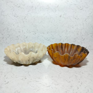 Assiettes et bols décoratifs au design moderne européen pour la nourriture ou le bol à salade Grand bol à fruits en résine pour servir avec texture marbrée - Product Image 1