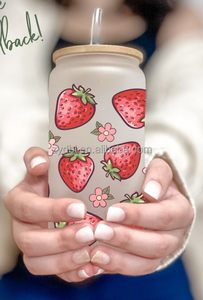 Tasse à boire personnalisée en verre borosilicate fait main, motif paille, avec design fraise, pour dîner en famille et entre <span class=keywords><strong>amis</strong></span> - Product Image 4