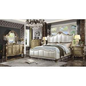 Classic French Victorian <b>Bed</b> - Gold Painted Mahogany - 305 - Product Image 2