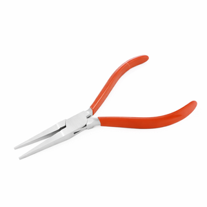 <b>Flat</b> <b>Nose</b> Jewelry <b>Pliers</b> with Comfortable Red Grip Stainless Steel - Product Image 2