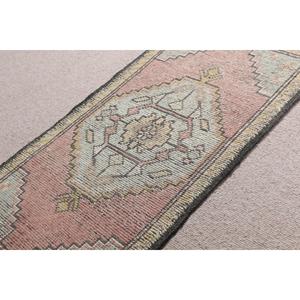 Turkish Small Rug 1.6x2.9 ft, Vintage <b>Red</b> Floral <b>Wool</b> Rug - Product Image 1