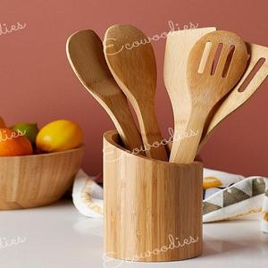 Top vente Unique qualité cuillère couteau fourchette ensemble de couverts et porte-couverts rond bambou bois support pour décor à la maison table - Product Image 1