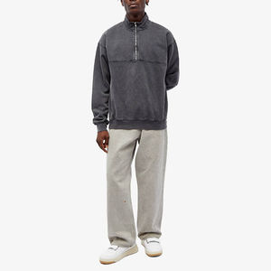 Sudadera térmica de gran tamaño con logotipo personalizado lavado ácido 100% algodón media cremallera sudaderas con capucha para hombre Sudadera con capucha y cremallera - Product Image 3