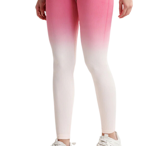 Ensemble de yoga côtelé personnalisé pour femmes vêtements de fitness actif en tissu à mailles pour l'entraînement motif solide nouveaux vêtements de sport de gymnastique en gros - Product Image 3