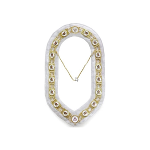 2025 collier de chaîne maçonnique bleu royal avec or/argent sur blanc noir moiré bordures bas quantité minimale de commande maçonnique Regalia - Product Image 1