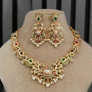 High Quality Designer Gold Plated Jadau <b>Necklace</b> <b>Set</b> With <b>Earrings</b> For Wedding <b>And</b> Functions Wear Collection For Women <b>And</b> Girl - Product Image 1