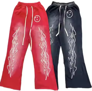 กางเกงแทร็คผู้ชายหรูหรา OEM ระบายอากาศได้ดี ปักลาย ออกแบบเองได้ ใส่ได้ทั้งชายและหญิง กางเกงวอร์มทรงตรง ล้างสีแบบ Acid Wash สำหรับฤดูใบไม้ร่วง - Product Image 3