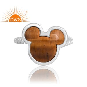 Anillo de piedras preciosas amarillas de ojo de tigre Natural de plata de ley de diseño increíble, joyería de diseño personalizado para mujer, regalo para ella - Product Image 3