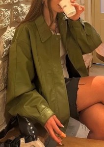 Customize Streetwear Women's Jackets Premium Stylish Genuine Leather Jackets Wholesale OEM Fashion <b>Real</b> Leather Jacket - Product Image 5