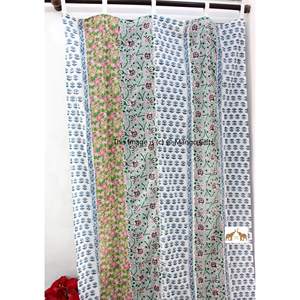 Rideaux et cantonnières 100 % coton, style bohème, en tissu recyclé, imprimé à la main, patchwork, 120 x 230 cm, couleurs assorties, Mango Gifts - Product Image 5