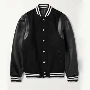 Nueva llegada de chaquetas universitarias de satén azul y negro de alta calidad con diseño personalizado 2026 para hombre, chaqueta universitaria personalizada - Product Image 2